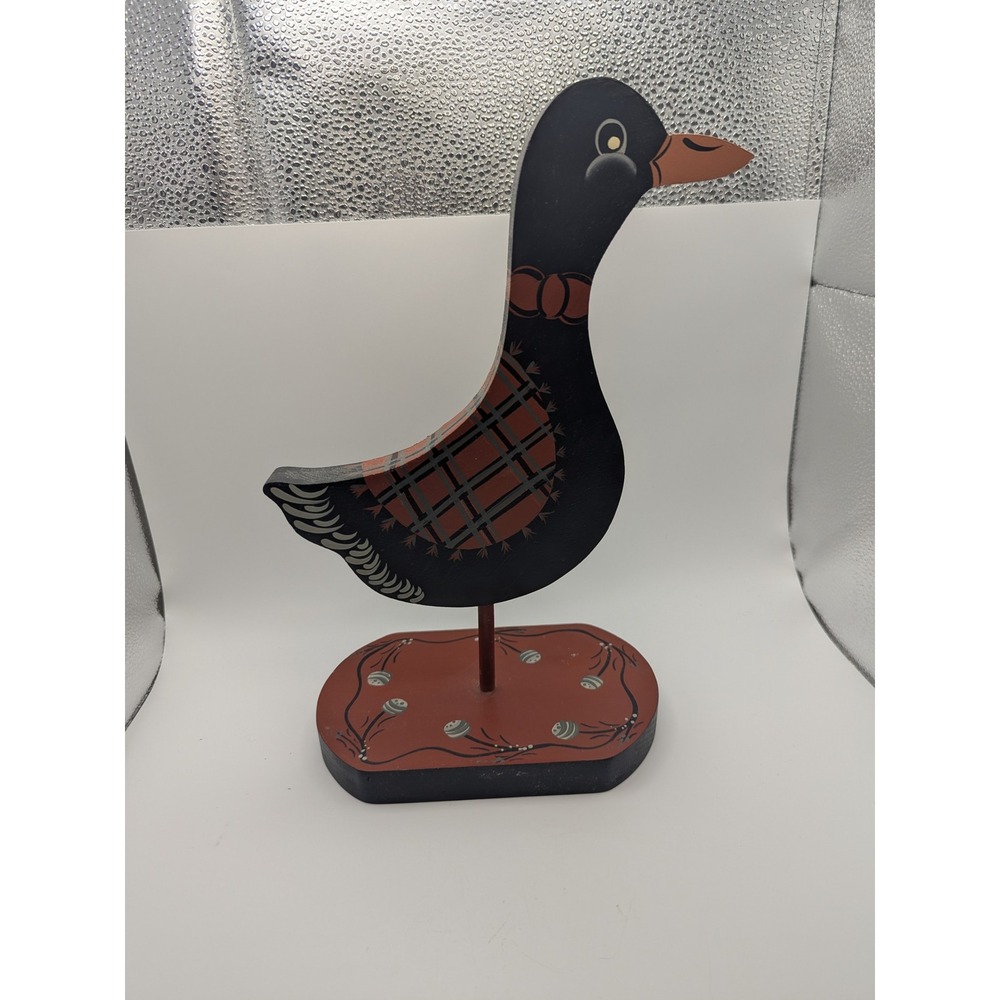 Vtg Hand Painted Wooden Duck Figurine Country Farmhouse Decor Accent 11.5x7